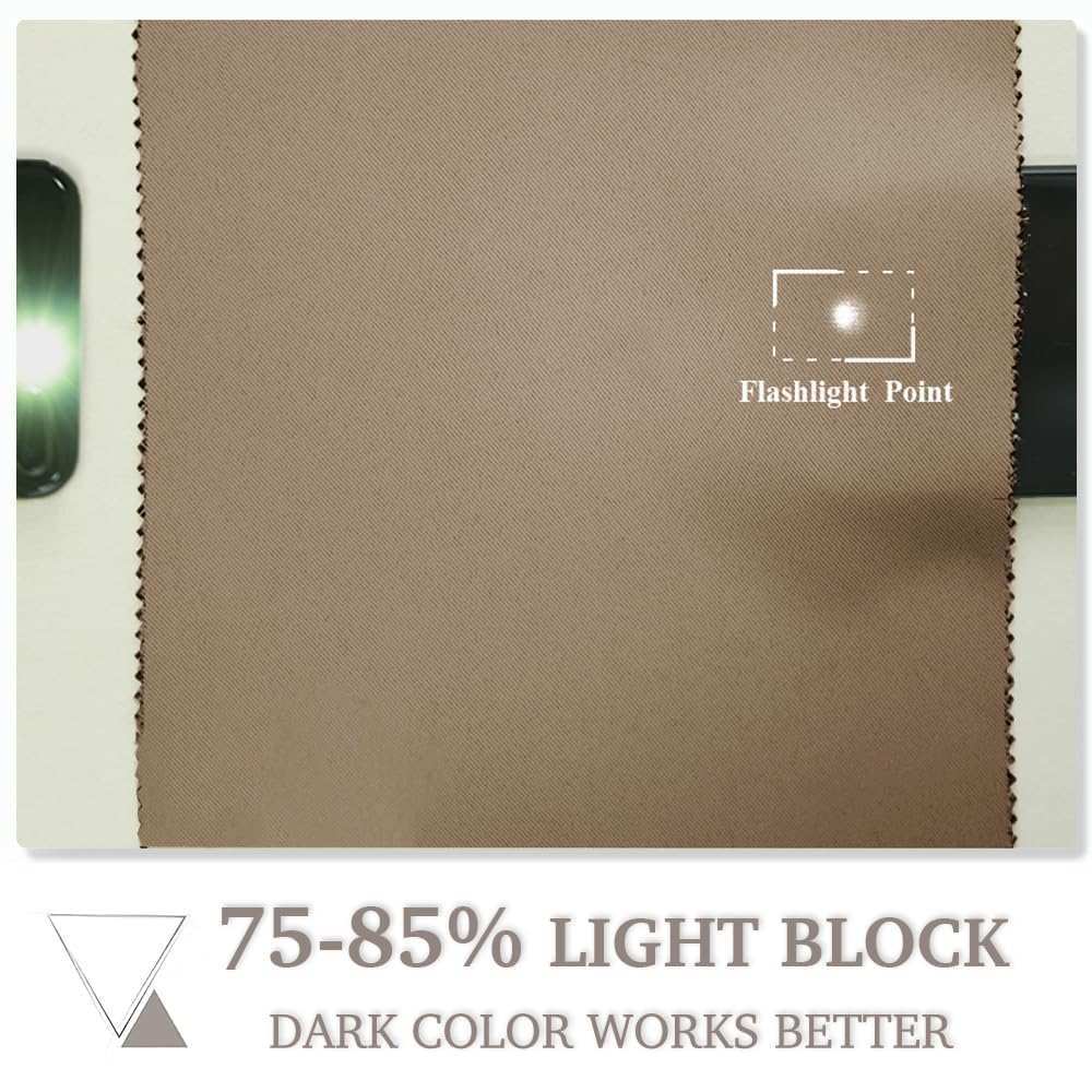 PONY DANCE Tenda Corta per Cucina Moderna Tenda Oscurante da Interno con Anelli Blackout Curtain Termica Isolante per Casa 1 Pezzo L 140 x A 145 cm, Moca