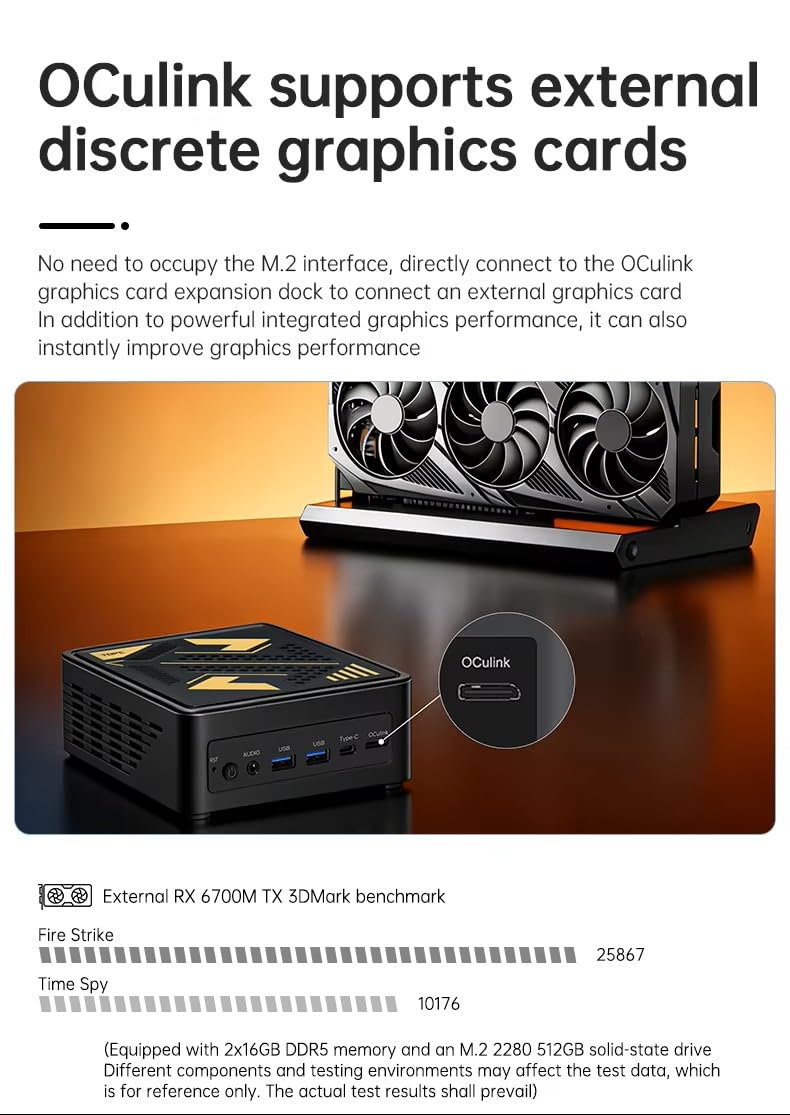 FakestarPC Mini PC da gioco in metallo AI, processore Ryzen 9 7940HS, OCuLink, porta USB4, Dual LAN 2.5G, 2 NVMe, WiFi6E, Win11, mini computer senza RAM, senza SSD