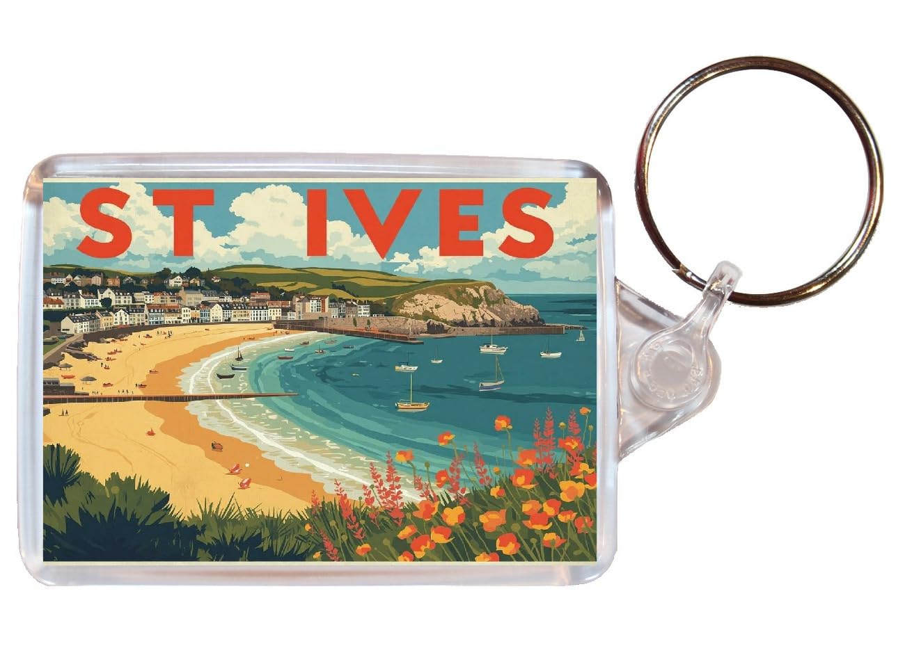 Baked Bean Store St Ives - Cornwall - Double Sided Keyring Artistic BBSKEY272