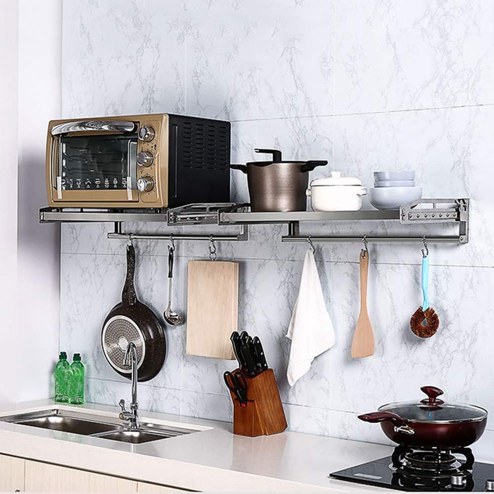 Kitchen Bathroom Shelf,Kitchen Racks Shelf Seasoning Utensils Rack Spice Rack, Hanging Knife Tool Rack Cutlery Basket Spoon Chopstick Holder Wall Mounted Towel Bar,Length 80cm,29cm Wide