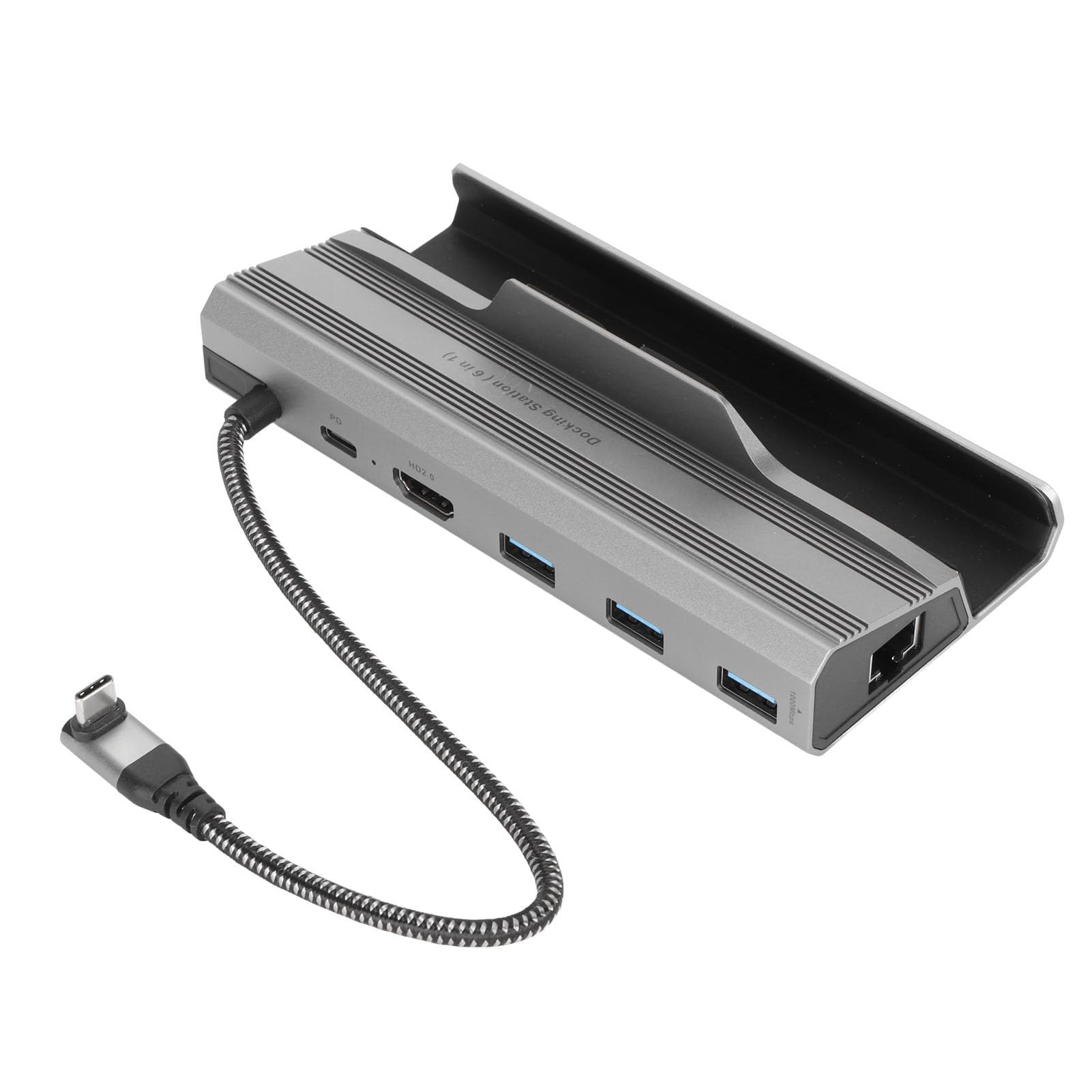 Docking Station Tipo C M Alimentatore PD 6 in 1 USB 3.0 RJ45 HD Interfaccia Multimediale Dock 2.0 per Appassionati di Giochi Steam Deck Materiale Metallico (V258)