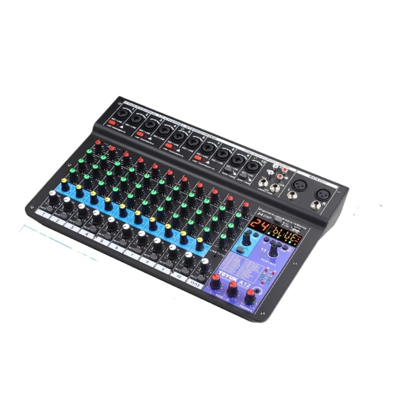 Mixer per DJ, Mixer A12 canali Mixer Portatile Professionale Scheda da Tavolo MP3 Digitale Ingresso Computer 48v Numero di Alimentazione A6 A8