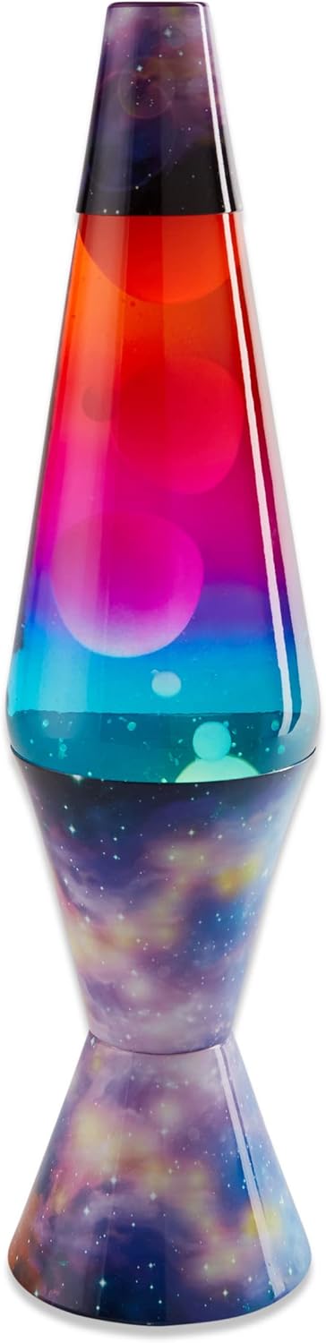 Spencer Gifts Lava Lamp - 17" Nebula - The Original Motion Lamp - White Wax and Clear Liquid with Printed Base and Hand Painted Globe Exclusive