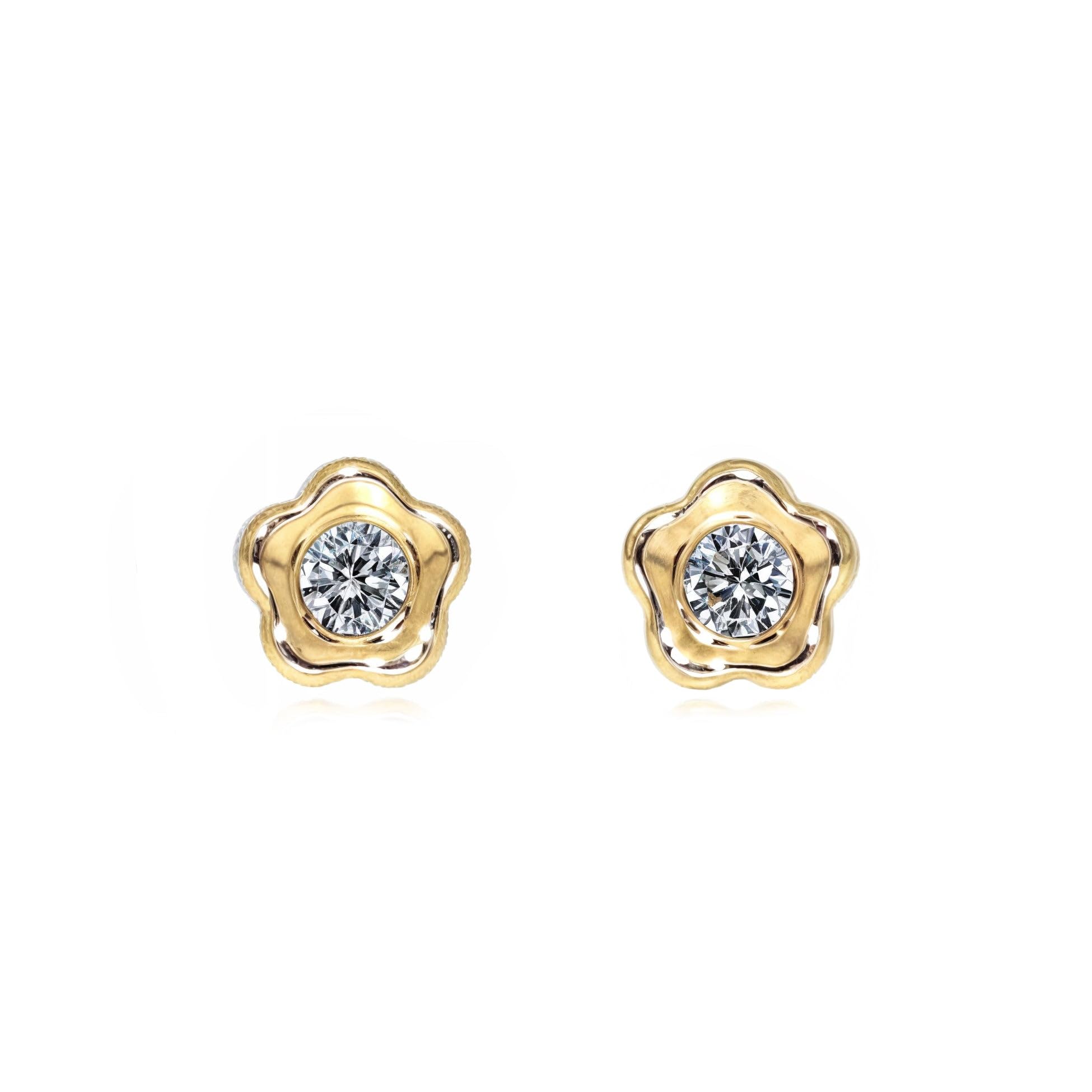 klapoorringen roze zirkonia 14K geelgoud 4026942