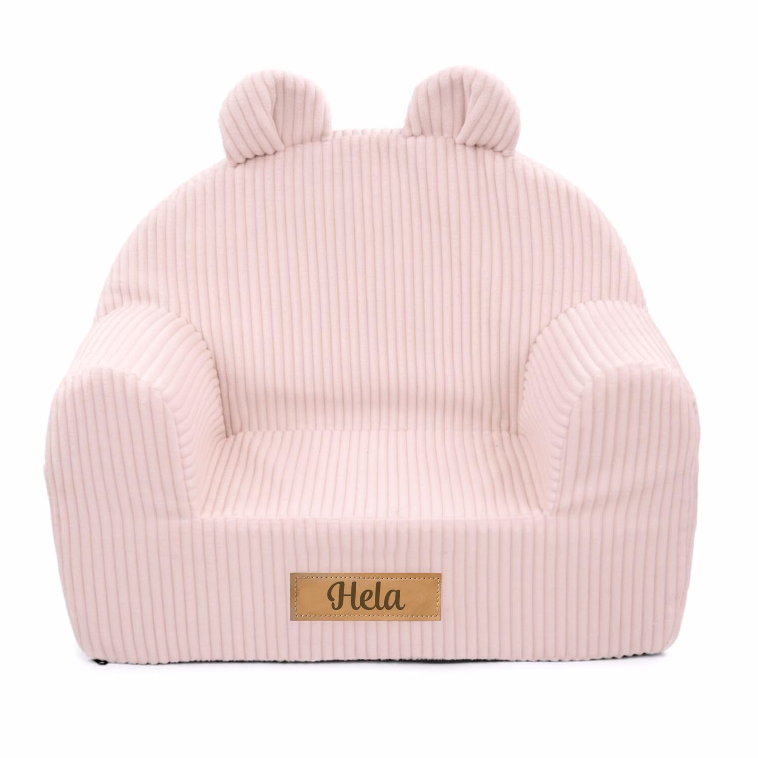 Flumi Personalisierte Kindersessel fur Jungen – Babysessel - Kindersitz fur Kinderzimmer Spielzimmer – Sessel mit Gravur Kindername (Kord Rosa)