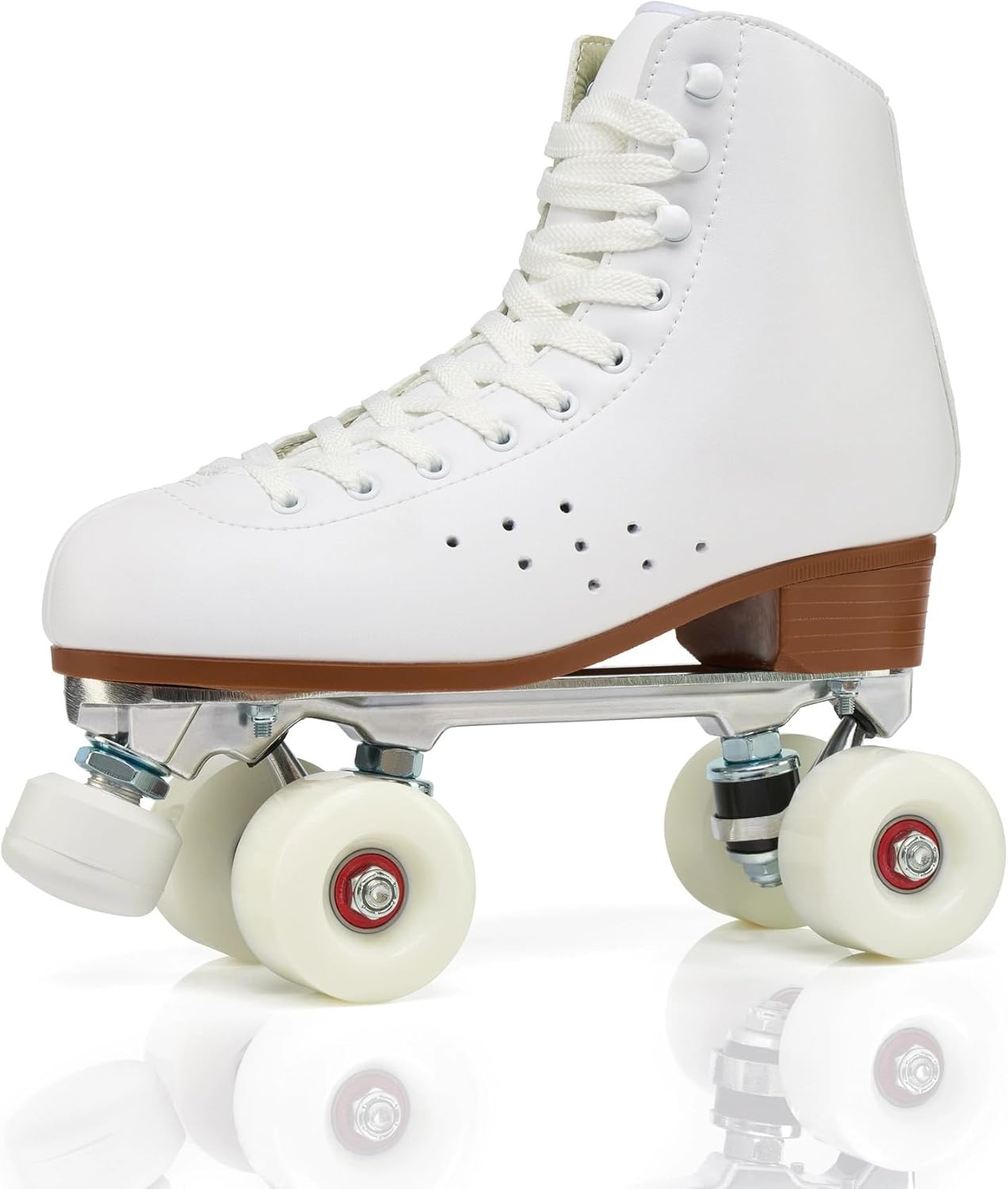 Women's Roller Skates Adult, High Top Microfiber Material, Double Row 4 Glowing Wheels Design, Professional Roller Derby Skates for Girls and Boys Indoor & Outdoor