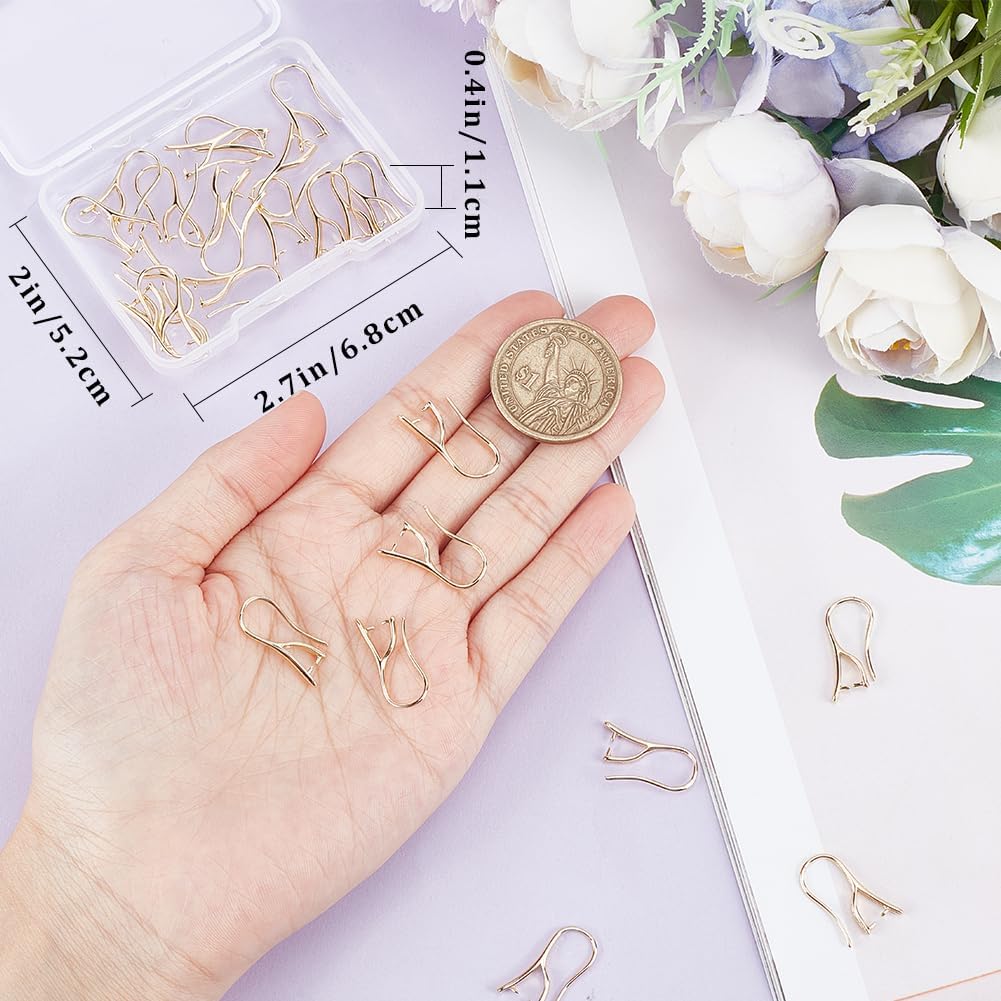 Beebeecraft 1 Box 30Pcs Earring Hooks with Pinch Bails 14K Gold Plated Brass French Ear Wires with Pendant Clasp for DIY Jewelry Making Findings - Image 3