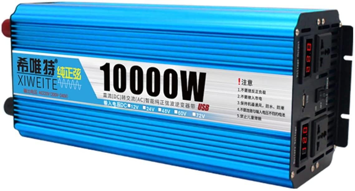 6000 W 7000 W 8000 W 9000 W 10000 W High Power Czysta fala sinusoidalna Przetwornica mocy DC12V/24V na AC 220V z podwójnymi gniazdami AC i wyświetlaczem LED do ciężarówki RV, łodzi,10000W-12Vto220V