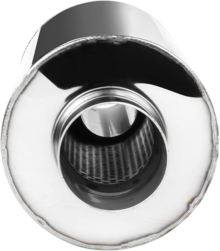 Miniatura 6 de Spec-D Tuning Silenciador de escape universal de 4 pulgadas con punta inclinada Fireball Style Racing Acero inoxidable +HP