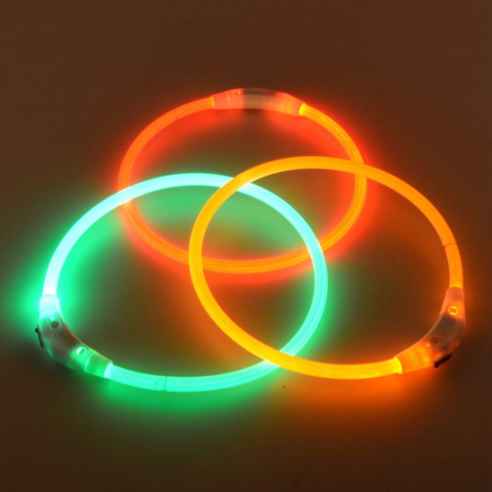 LED Dog Collar, Megipet USB Rechargeable Waterproof Glowing pet Dog Collar for Night Safety, Fashion Light up Collar for Small Medium Large Dogs