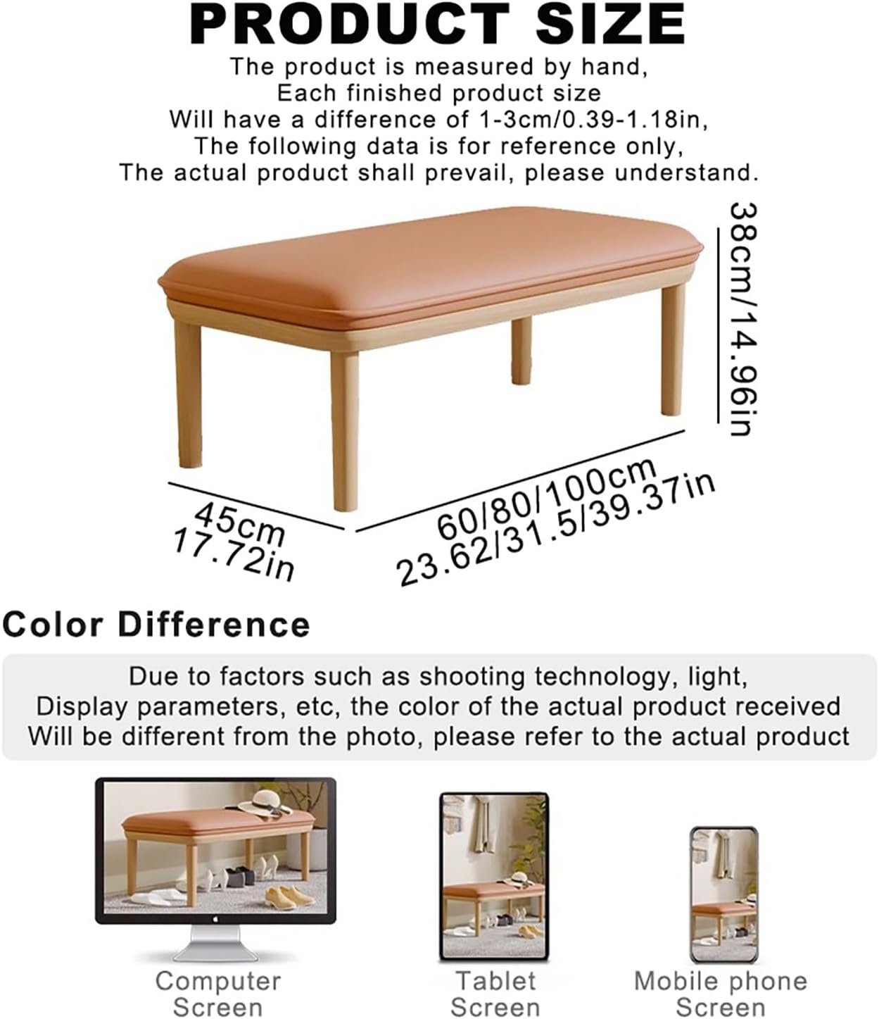 Modern Upholstered Entryway Bench Wooden Dining Bench End of Bed Bench for Bedroom Living Room Hallway Foyer.(Blue,39.4x17.7x15in)