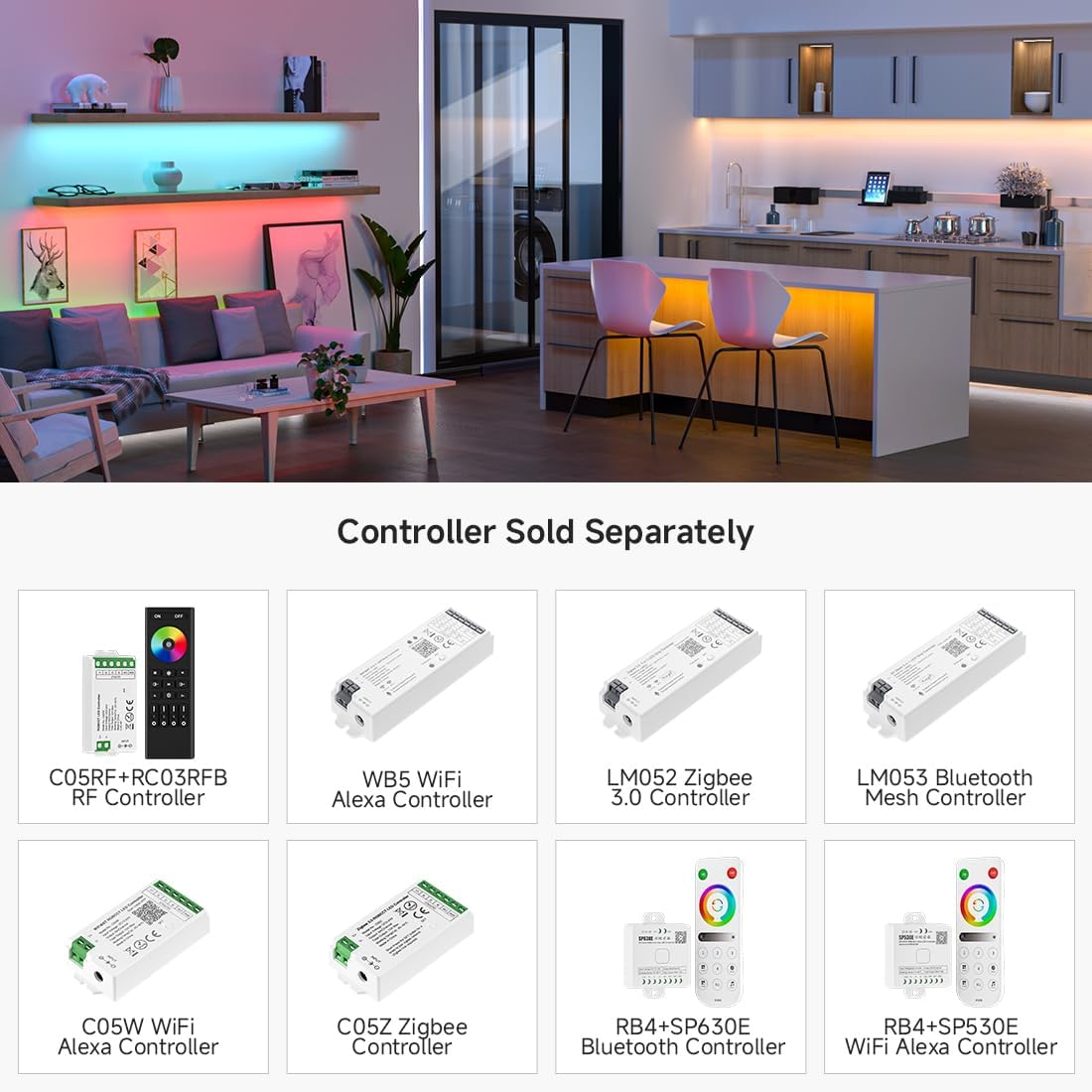 COB LED Strip Set Include Transparent 12mm 6pin RGBCCT LED Connectors 16.4FT 24V COB RGBCCT Lights Strip & 5 Pairs JST SM LED Strip Connectors for Flexible 5050 RGBCCT SMD LED Strip
