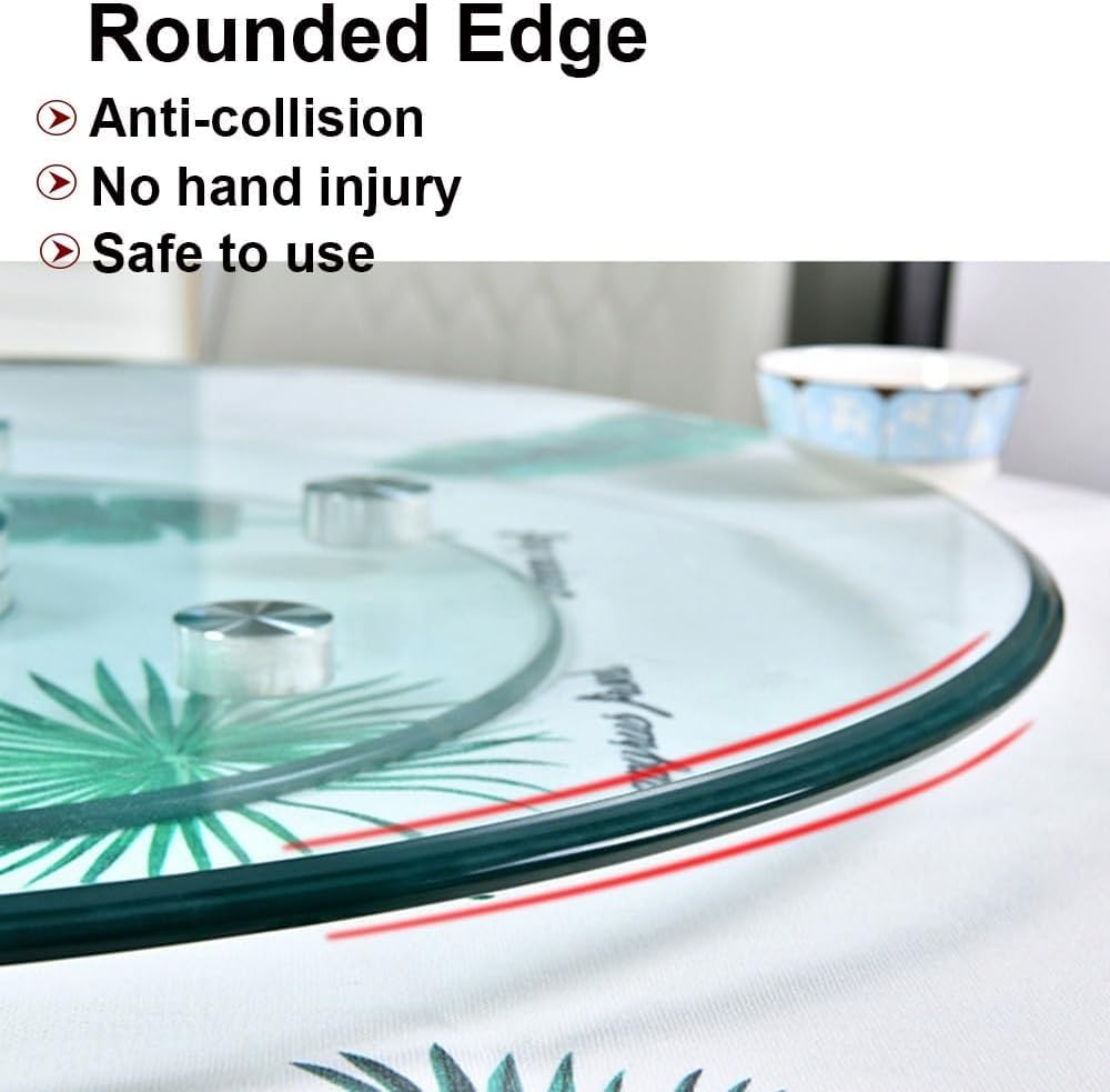 Plateau tournant Lazy Susan en verre trempé, plateau de service rotatif à 360°, plateau de service rond pour table à manger ou comptoir, 80 cm