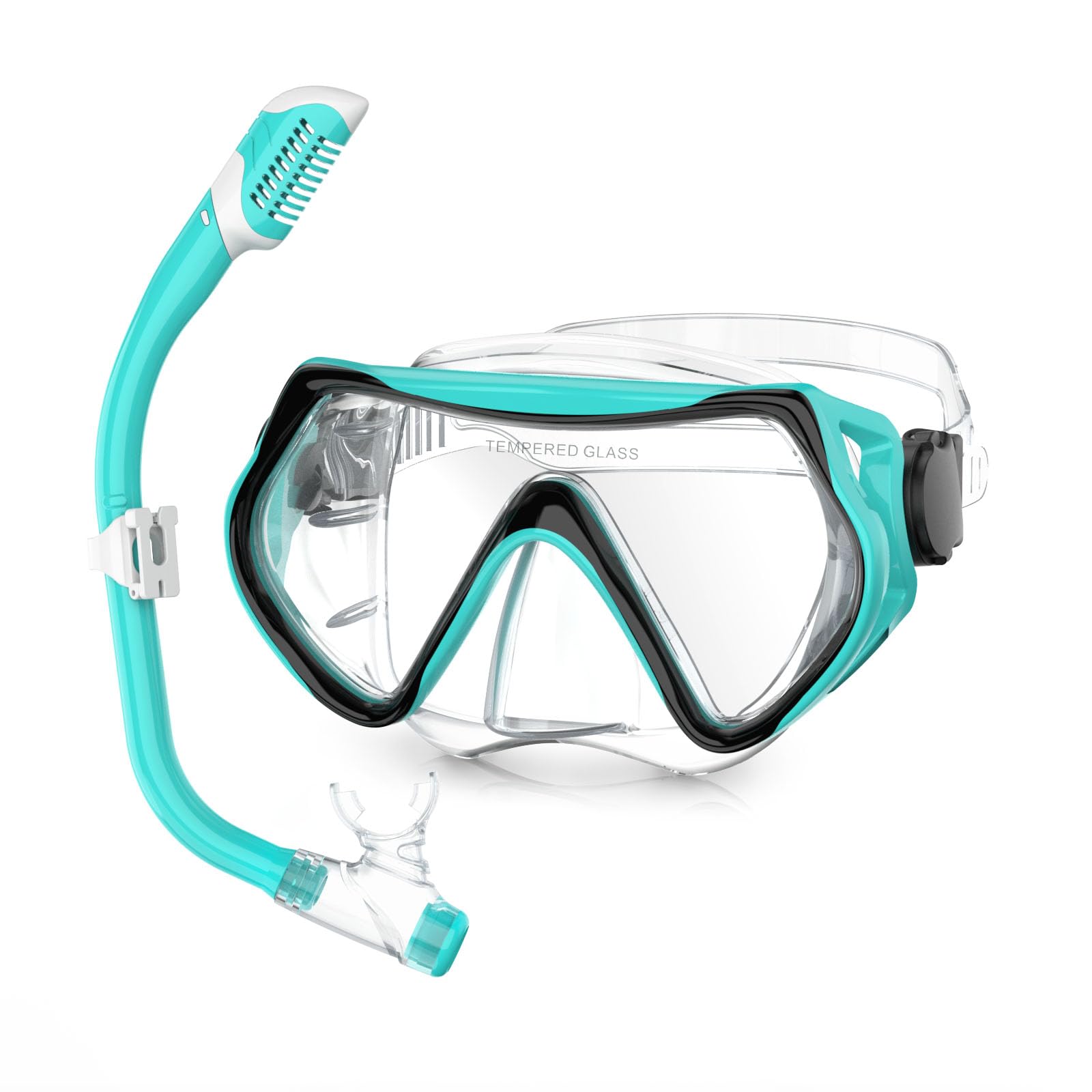 MELUMILU Kids Snorkel Set, Dry Snorkel Set 180° Panoramic Wide View Anti-Fog Scuba Diving Mask, for Kids Youth Boys Girls Junior Age 5-15 (Green)