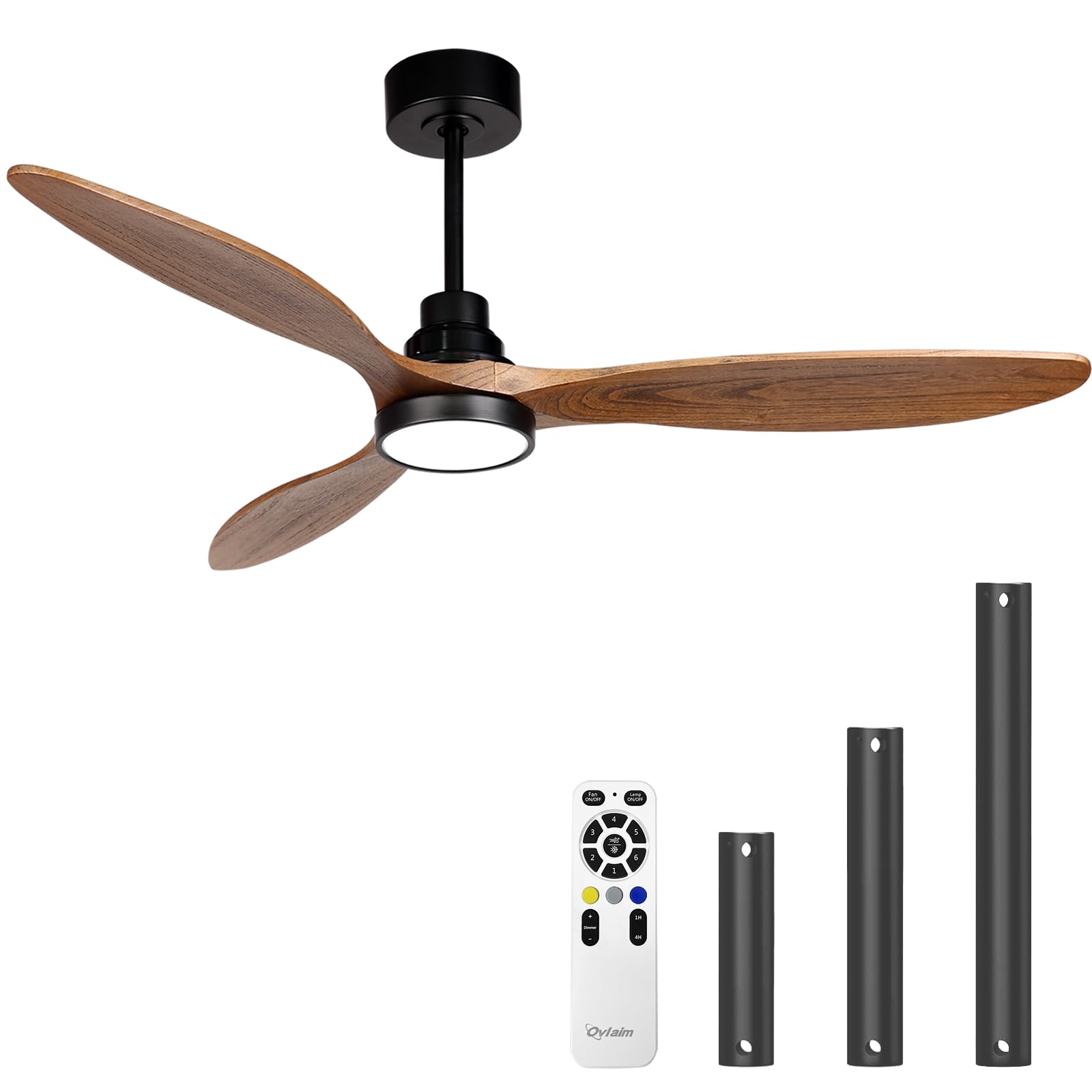Ovlaim 52 Inch Wood Ceiling Fan with Light and Remote
