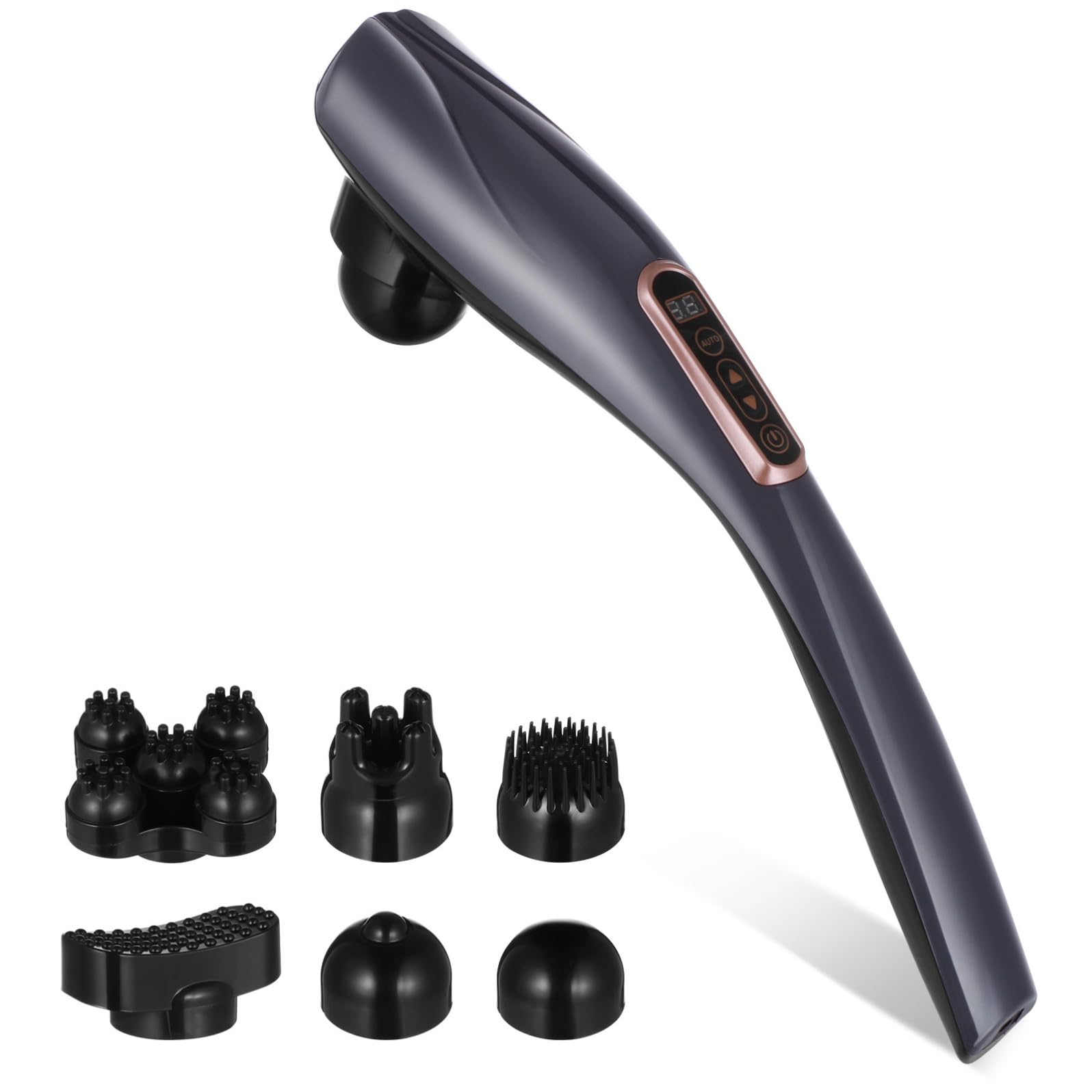 Massaggiatore Elettrico Portatile Rechargeable per Collo Schiena e Corpo Modalità Intensità Display e Praticità senza Cavo Starlight Grey