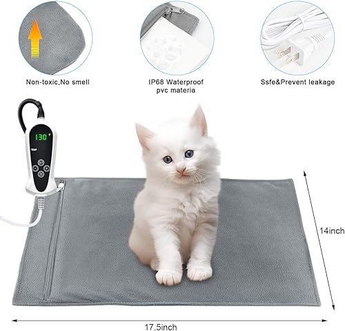 Miniatura 2 de RIOGOO Almohadilla térmica para mascotas, almohadilla térmica eléctrica mejorada para perros y gatos, impermeable para interiores, apagado