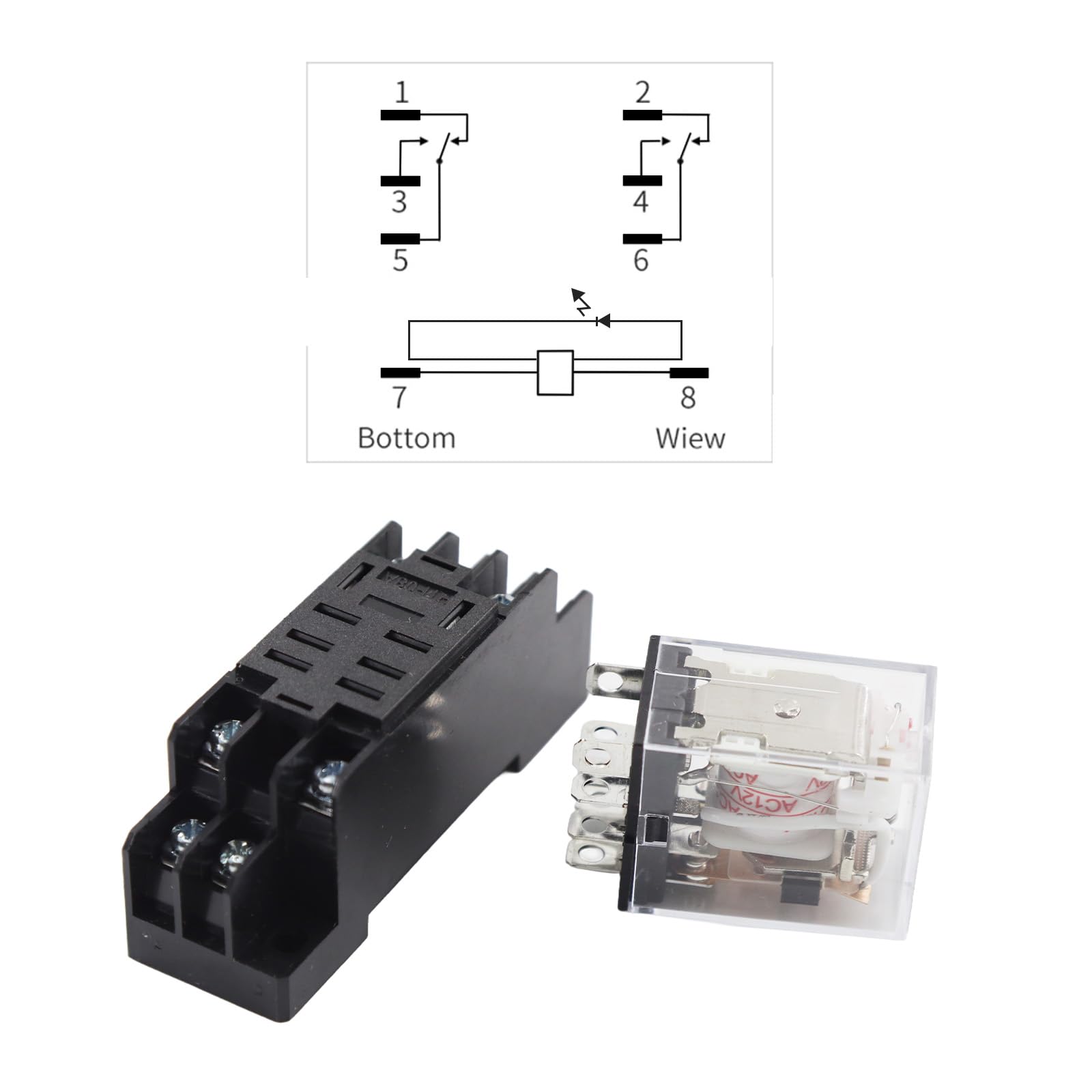 Relè a bobina di alimentazione 12 V AC/DC LY2NJ DPDT 8 Pin HH62P JQX-13F con base di presa - Alta qualità e affidabile[C048]