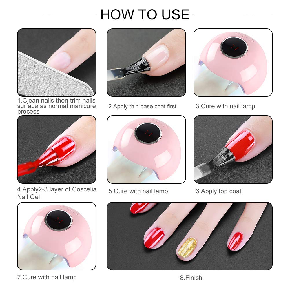 Gel Nail Polish Kit with UV Light Starter Kit 20Pcs Fall Winter Gel Nail Polish Set 24W UV LED Nail Lamp No Wipe Top Base Coat Manicure Tools Nail Art Decals Gift for Her Home DIY and Salon Use : Beauty & Personal Care