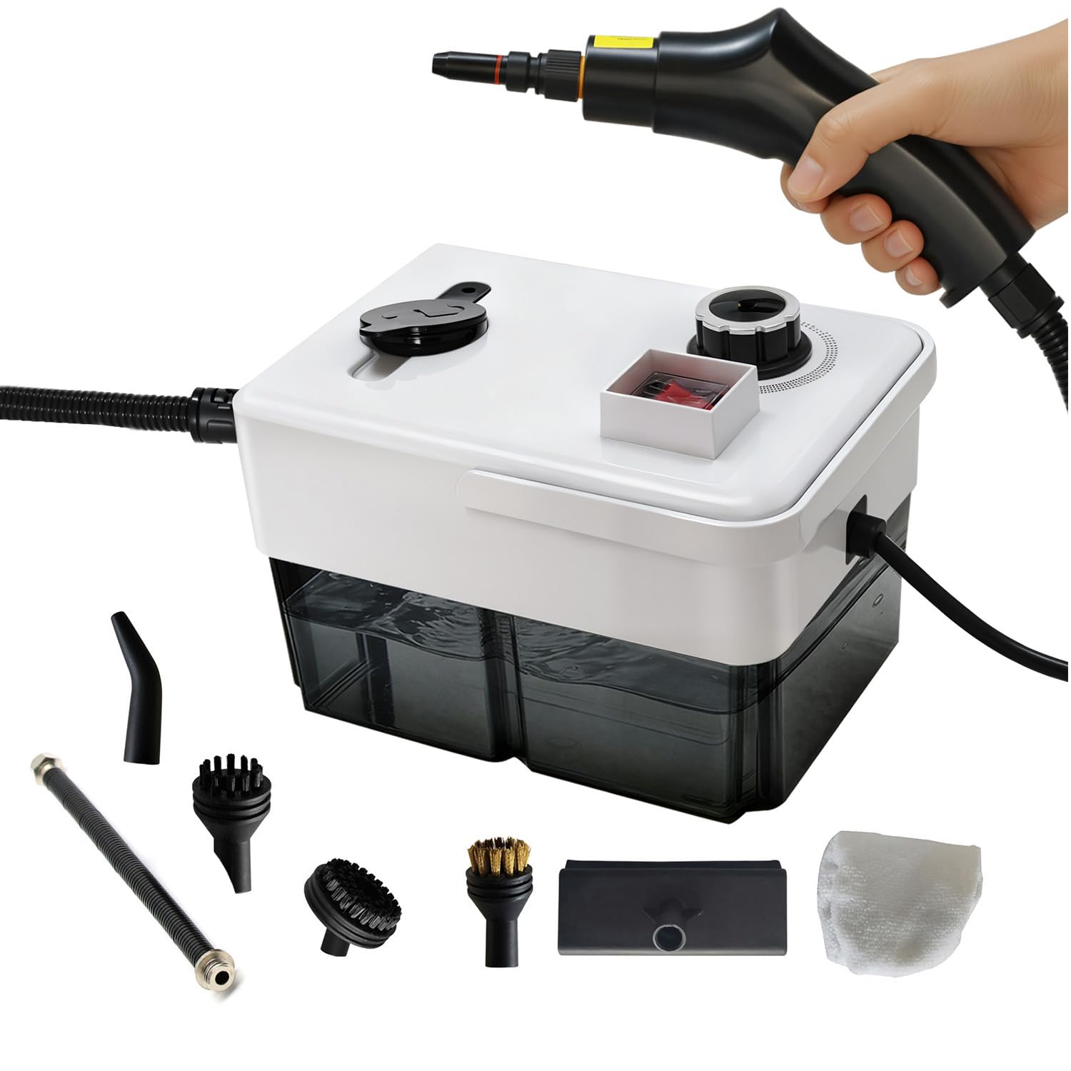Dampfreiniger Handgerät gegen Fett, Schmutz und Verunreinigungen Dampfdruck 3 bar Leistung 1950 W Wassertank 1600ML Dampfreiniger Polstermöbel ohne Chemikalien Steam Cleaner für Auto, Küche
