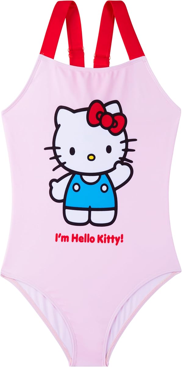 Hello Kitty | Kuromi | Cinnamoroll Girls Swimsuit, One Piece Teens Bathing Suit Adjustable Straps, Kawaii Swimwear
