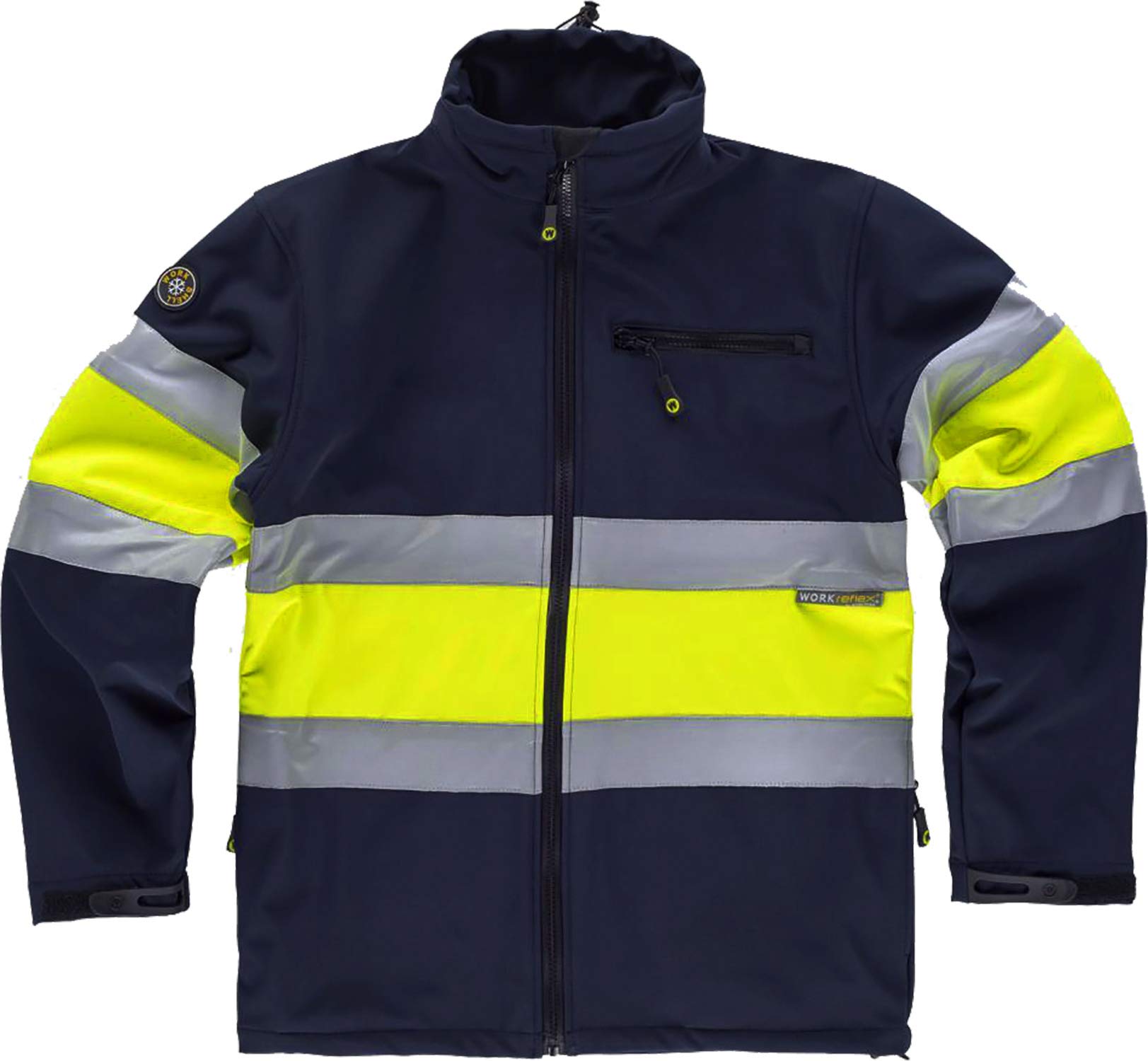 WORKTEAM Cazadora Softshell Alta Visibilidad Clase 1, Cortavientos e Impermeable, Térmica y Transpirable, Multibolsillos