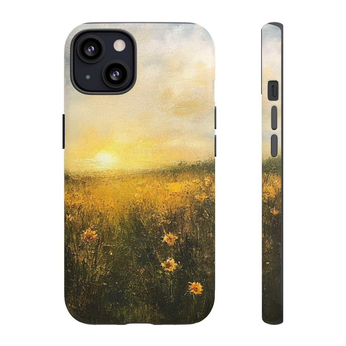Coque iPhone 13 Sunset Field mate finie les traces et rayures