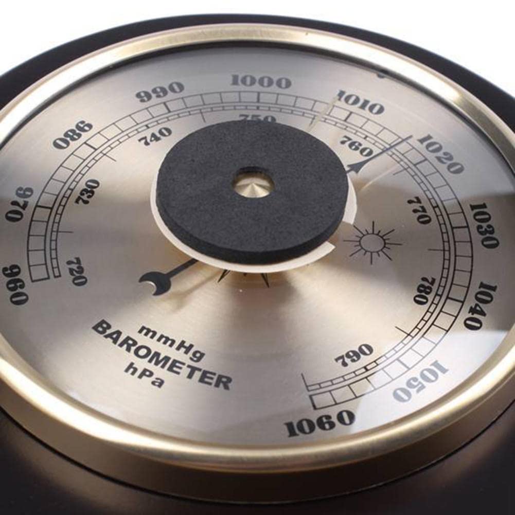 ZALTAS Barometro da Esterno 3 in 1 Misuratore Meteorologico Termometro Igrometro Barometro Cruscotto Sedile in Legno, Barometro per Parete Domestica, per Interni Ed Esterni Gold
