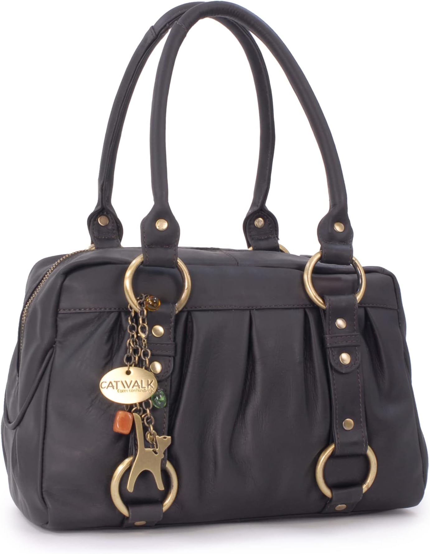 Catwalk Collection HandbagsWomen's Leather Shoulder Bag - Medium Top Handle Bag - MEGAN