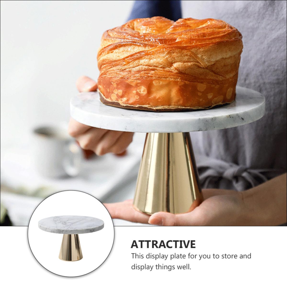 Métal Présentoir à Gâteaux Simple pour Desserts en Marbre