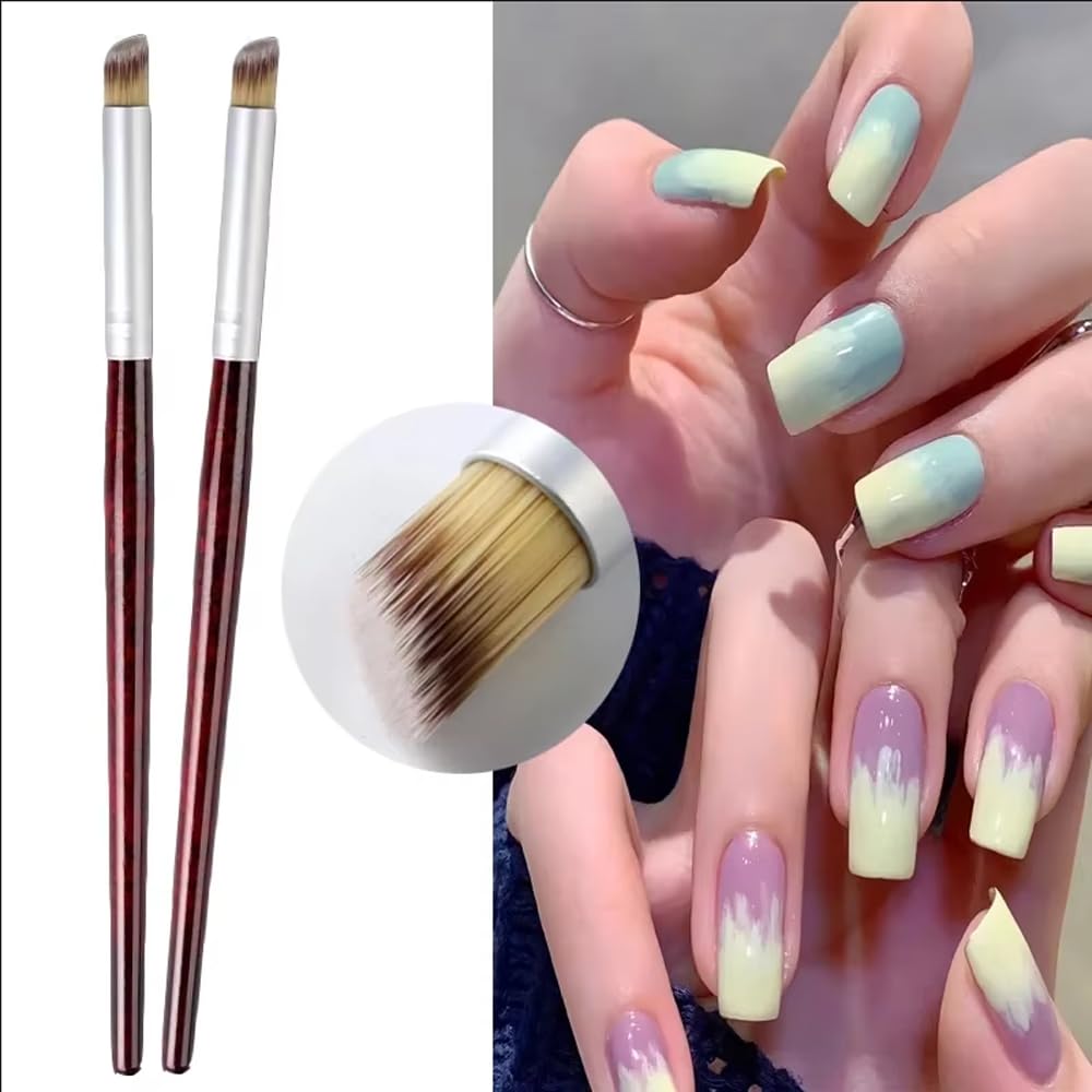 2Pcs Nail Brushes for Nail Art Professional Nail Art Brush/Manicure Gel Polish Brush/Gradual Color Blooming Nail Drawing Pen Nail Design Brushes