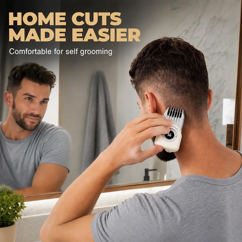 Men's Cordless Electric Hair Trimmer, Self Haircut Kit for Men, Grooming Rechargeable Beard Trimmer with Adjustable Blade & LCD Display, Compact, Lightweight Powerful, Wash Rinse Reuse