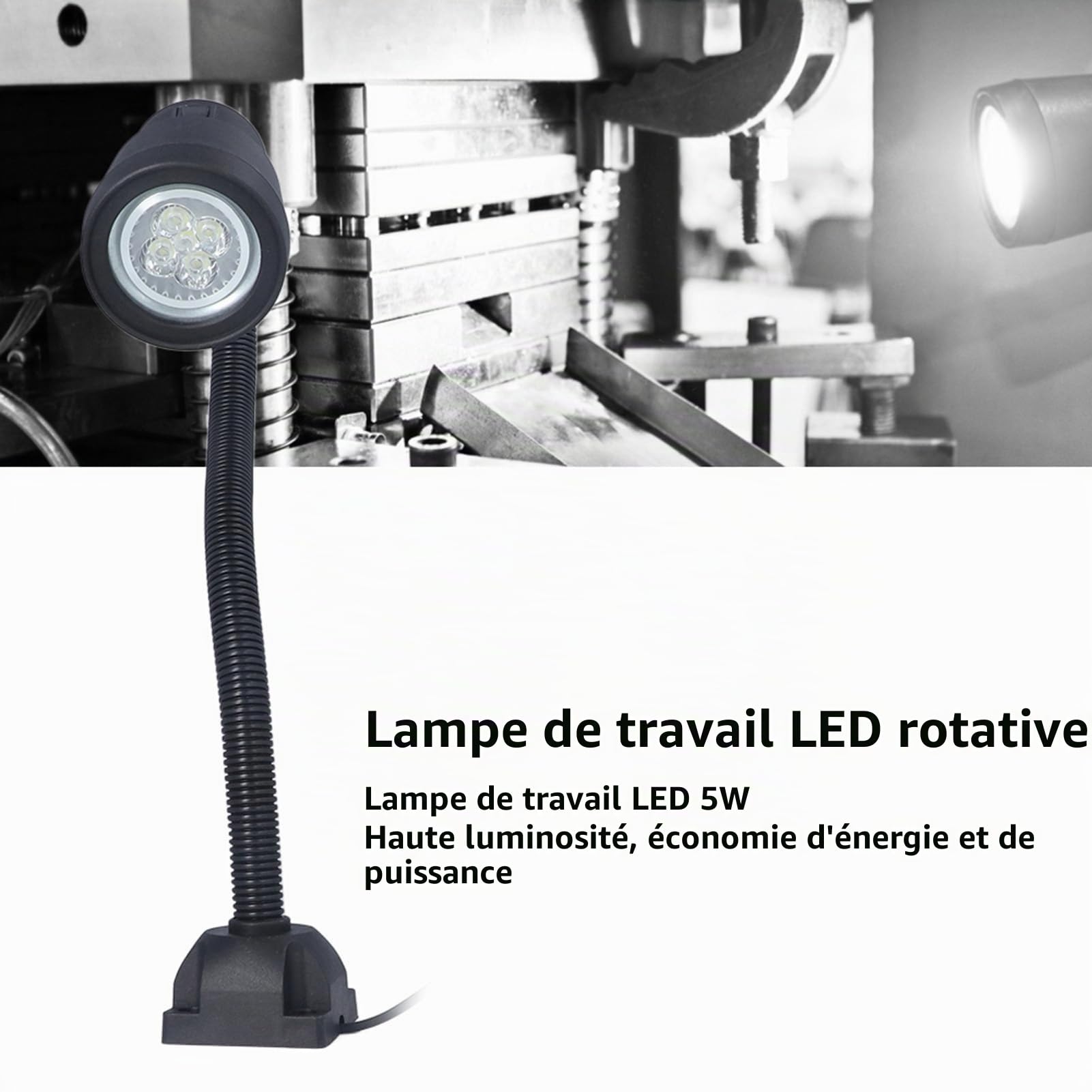 Lampe de Travail LED 5 W à Col de Cygne Flexible pour Machine-outil Fraisage Tour Perceuse à Colonne Éclairage Industriel 24 V 36 V
