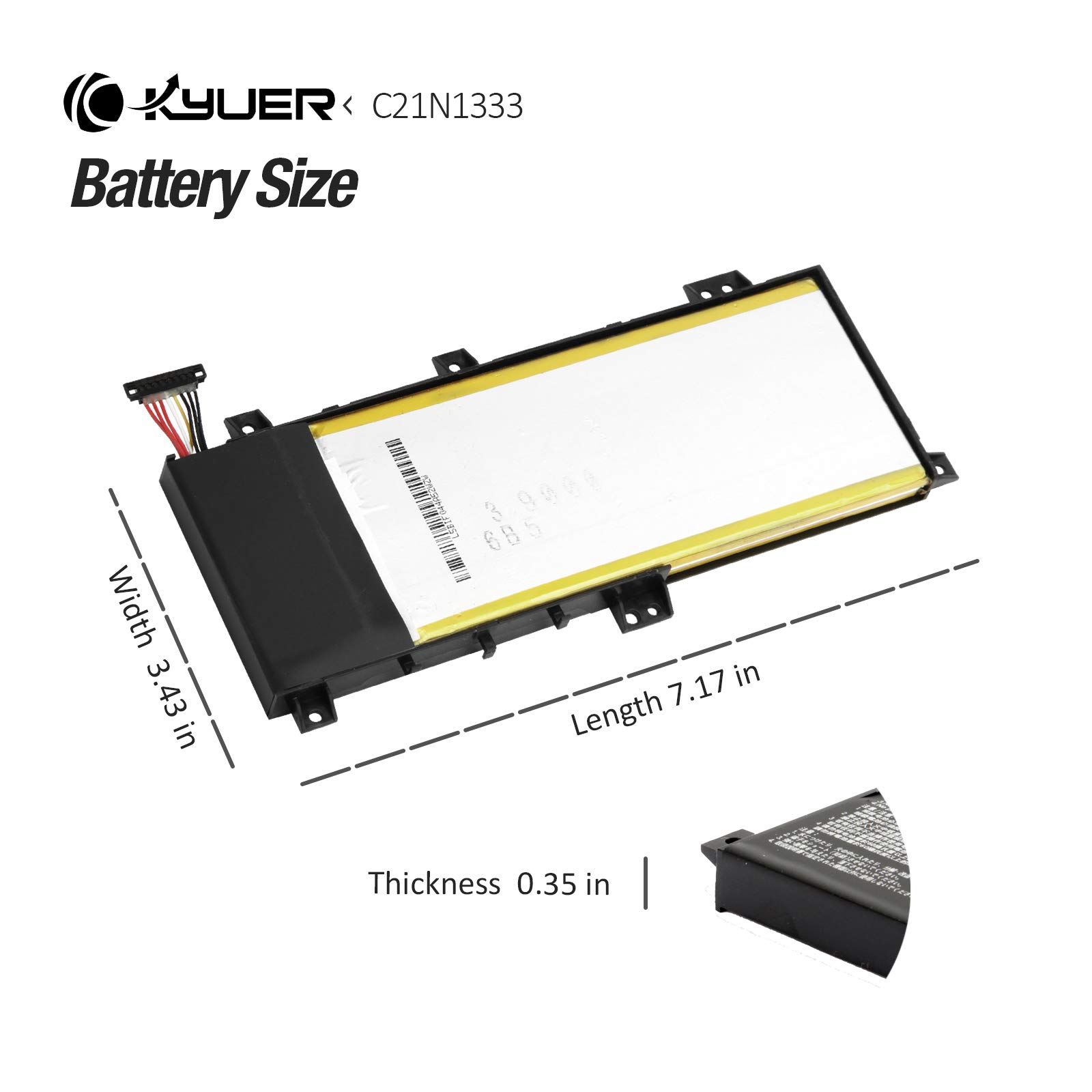 K KYUER 38Wh C21N1333 Laptop Batería para ASUS Transformer Book Flip TP550L TP550LA TP550LAB TP550LD TP550LJ R554L R554LA X454 TP550LA-UH51T CJ004H CJ040H CJ090H TP550LD-CJ078H CJ060H CJ084H C21NI333