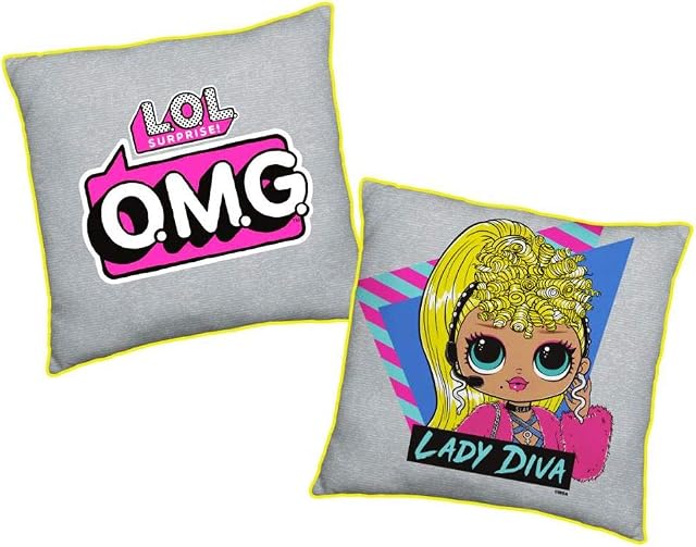 L.O.L Surprise. OMG Buzz Official Square Cushion Pillow | Officially Licensed Super Soft Two Sided Cushion Pillow | Perfect for Any Childrens Room Or Bedroom, Grey, 40 x 40cm, LOLBUZCU001UK