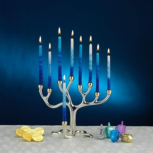 Miniatura 8 de Velas para Jánuca de Rite-Lite Judaica Hechas a mano de color azul y blanco Caja de 45 unidades