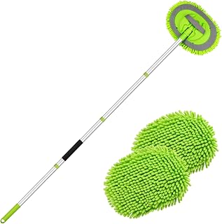 Ordenado 62" Adjustable Chenille Microfiber Car Wash Brush Kit with Long Handle, Scratch-Free Mitt & Replacement Head for Cars, RVs, Trucks