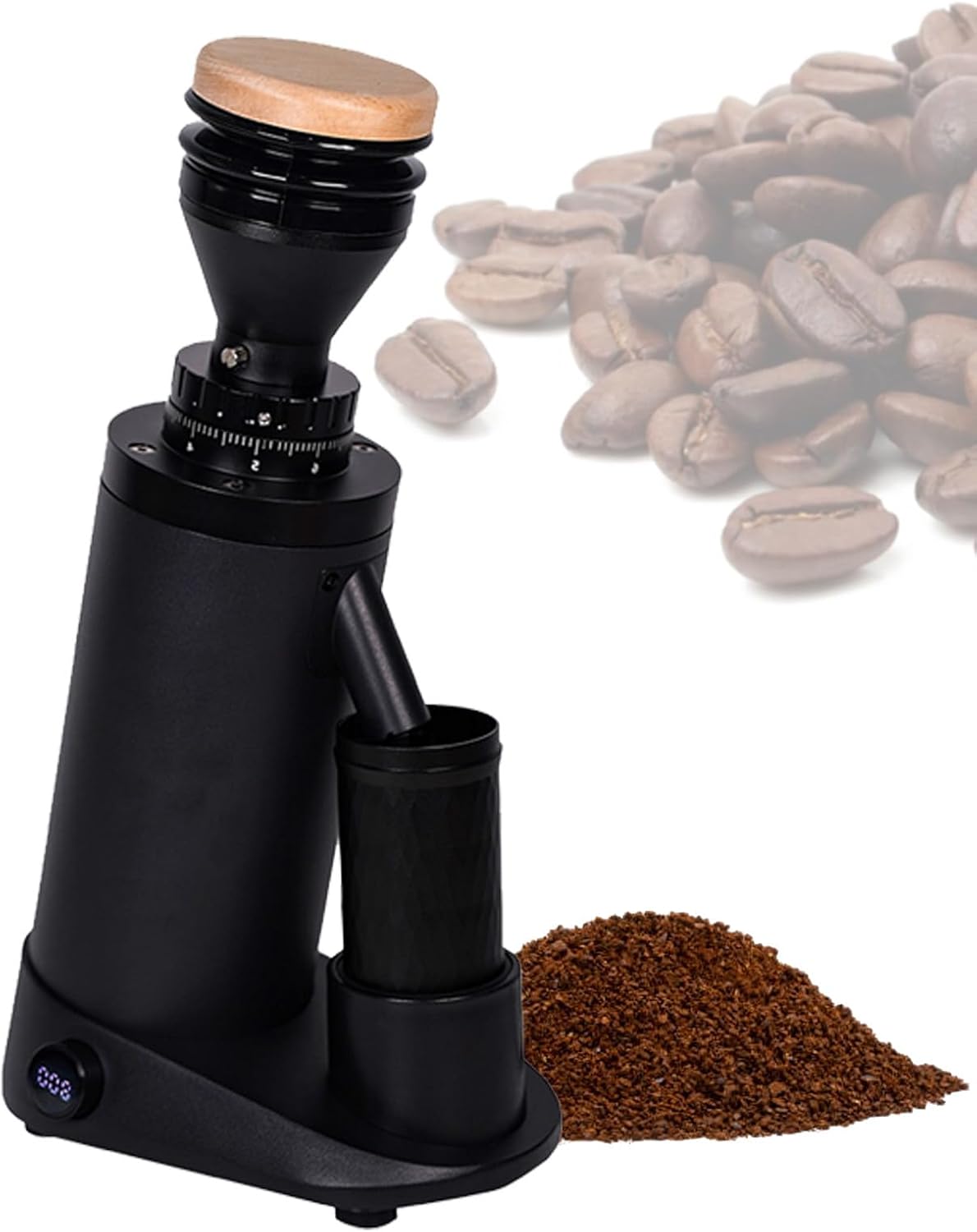 Electric Coffee Grinder with Stainless Steel Blades, Adjustable Grinding Time & Precision, for Home & Professional Use V2-Black