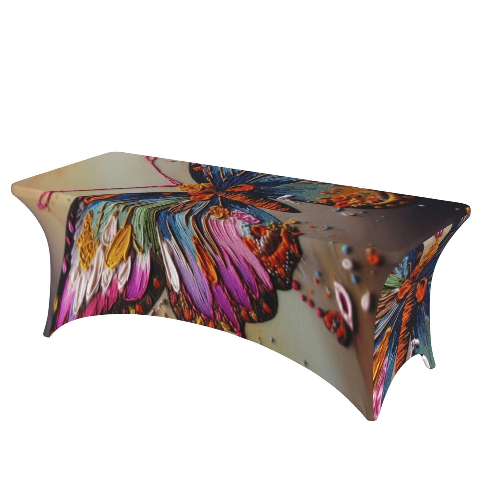 Nappe brodée papillon en tissu stretch de qualité