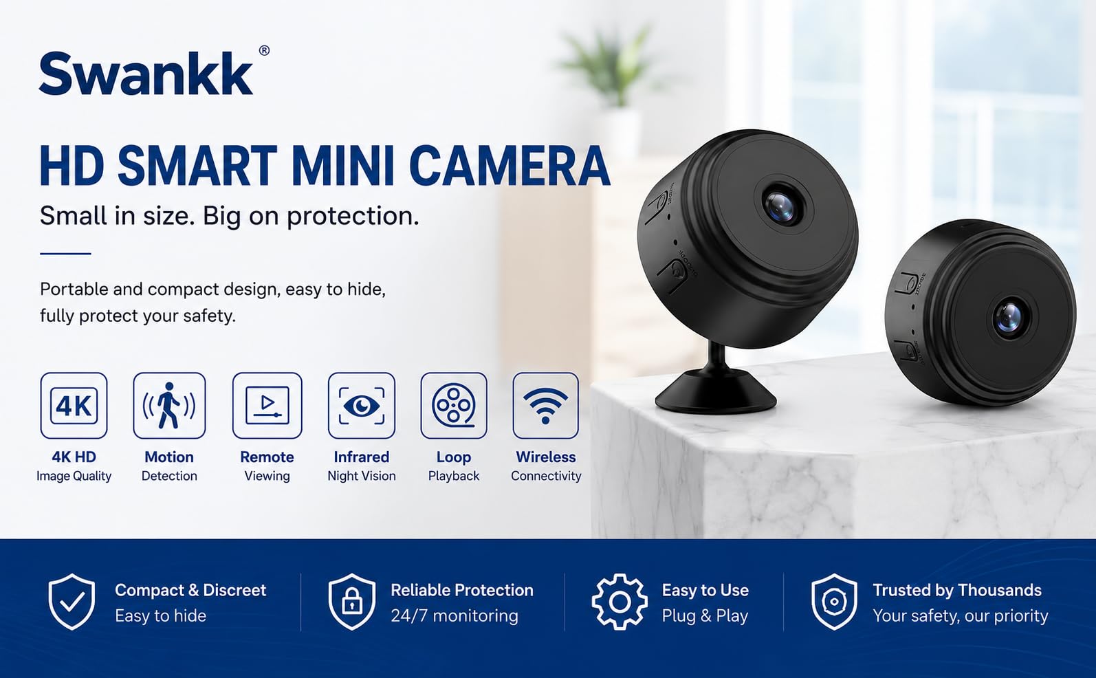 SWANKK Mini Spy Camera - WiFi Security Cam -8