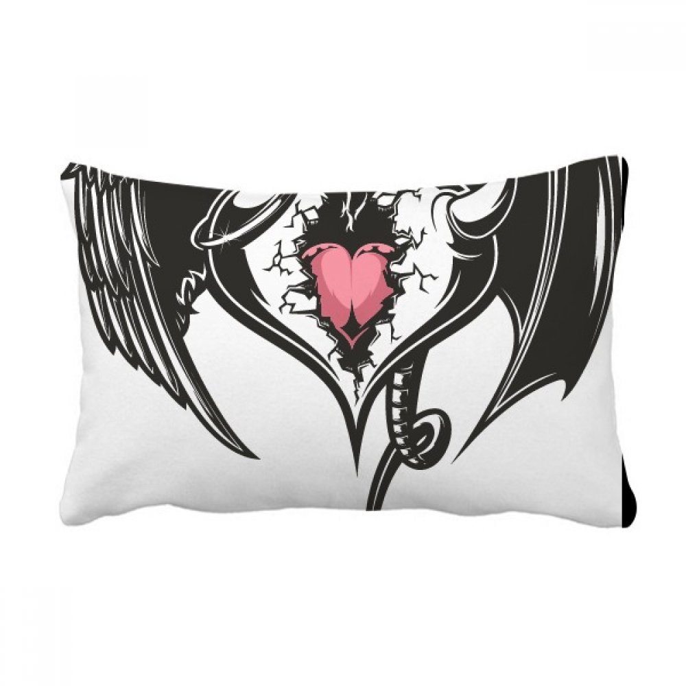 Coussin lombaire cœur brisé et ailes 40x60 cm multicolore pour canapé