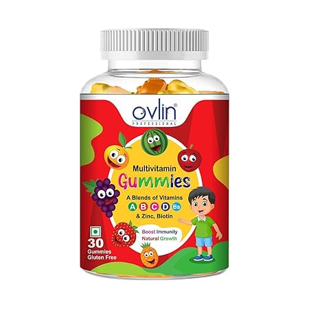 Ovlin Professional Multivitamin Gummies for Kids, Teenagers, Men, Women & Adults With Essential Vitamins For Healthy Growth, Development & Immunity - 30 Gummy