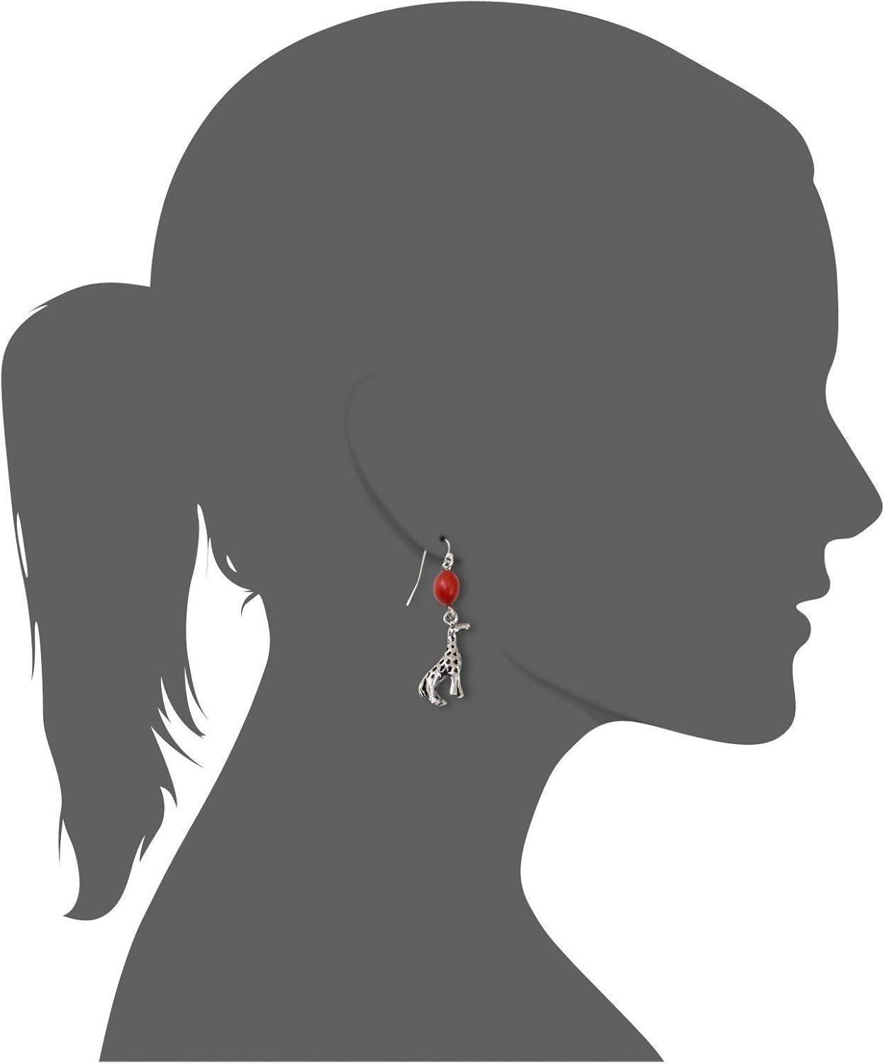 Peruvian Giraffe Gift Dangle Earrings - Symbol of Protection, Peace, Self-Acceptance & Self-Love with Good Luck Huayruro Red Seed, Ecofriendly by EB