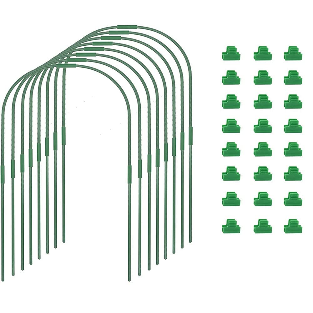 Tuidzljd Greenhouse Hoops Grow Tunnel,Rust Proof Plastic Coated Steel Support Frame Greenhouse Hoops for Raised Beds