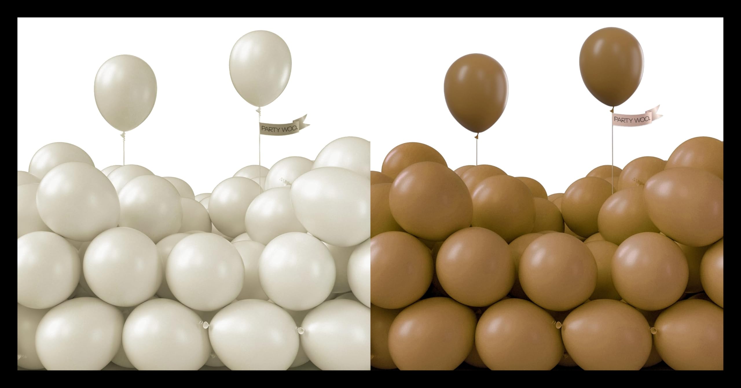 PartyWoo White Sand Balloons 100 pcs 5 Inch and Coffee Brown Balloons 100 pcs 5 Inch