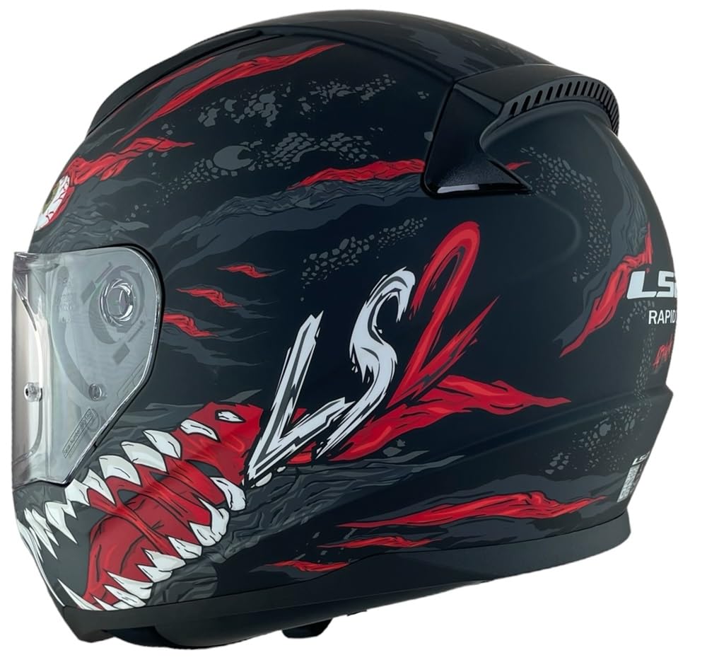 Casco Moto Integrale LS2 RAPID III XTREM – Bianco/Nero/Rosso, Taglia L, Omologato ECE 22.06