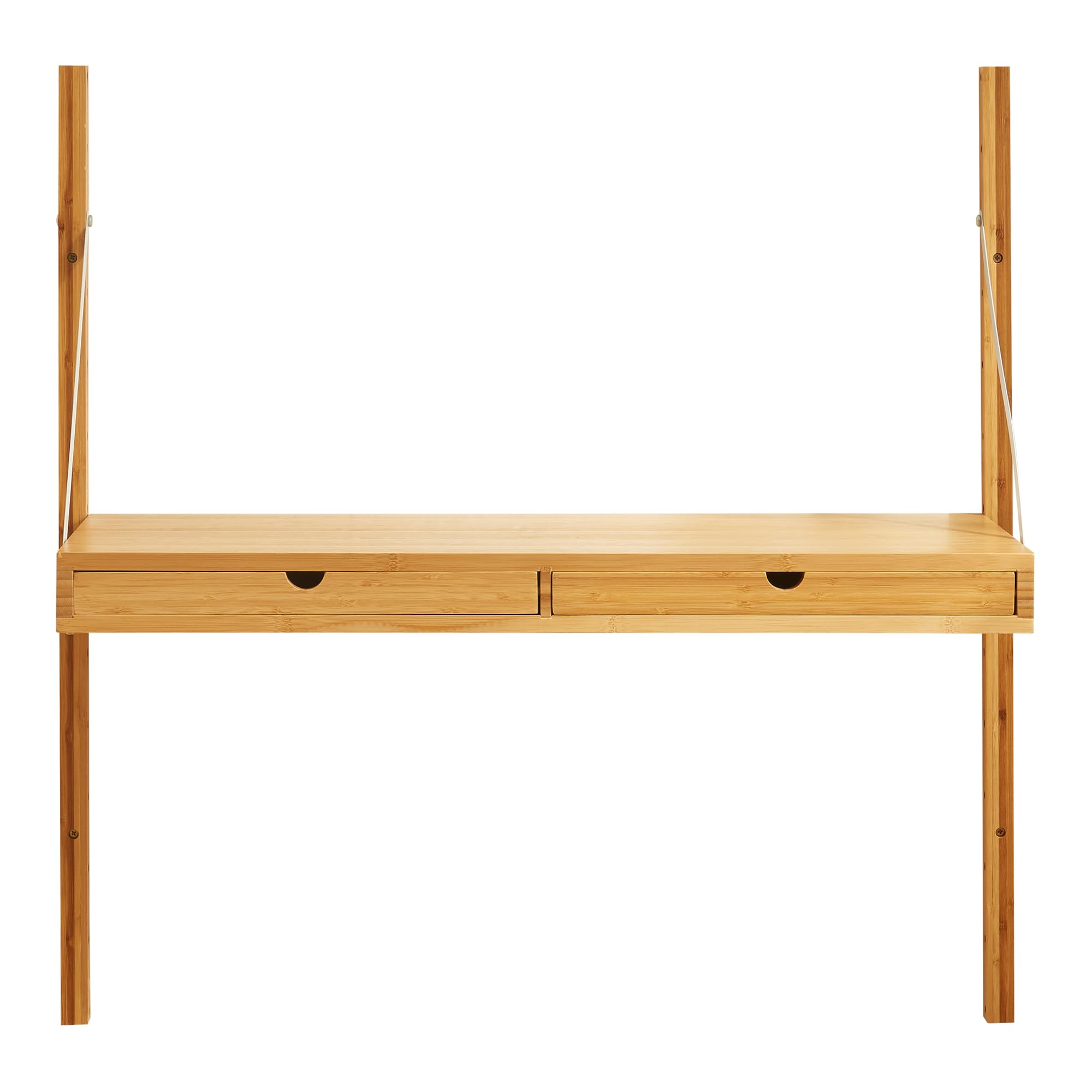 [en.casa] Estantería de Pared Tingvoll con 2 Cajones Regulables en Altura Estantería Mural para Salón Oficina Entrada Baño Bambú 85 x 85 x 36 cm - Natural