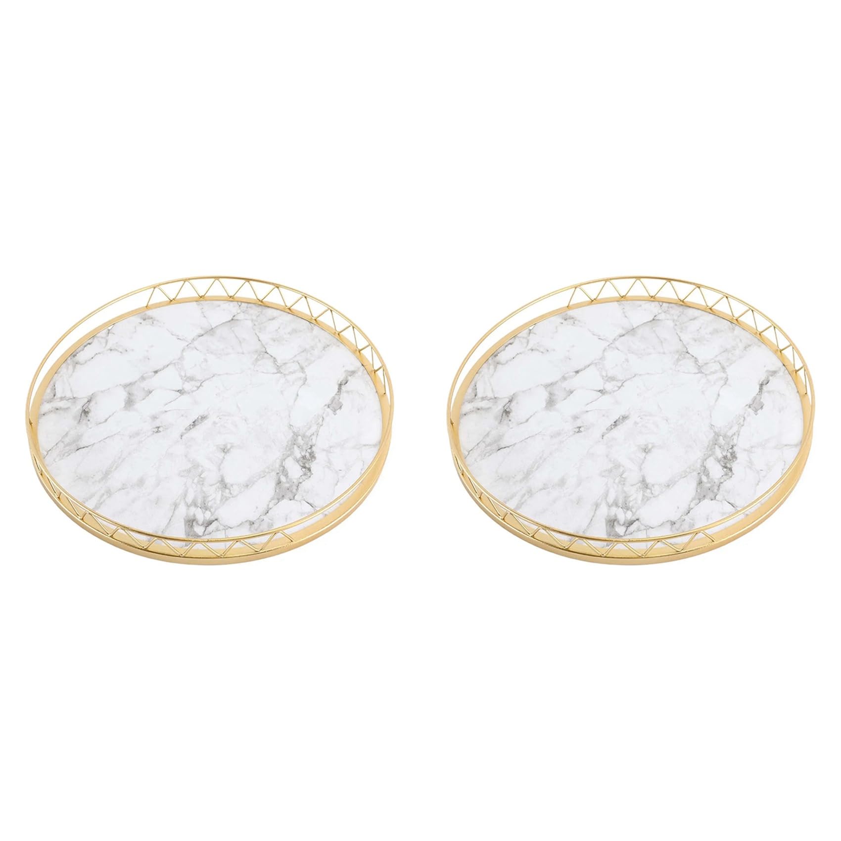 Vjsujehgy 2X Round Household Simple Snack Dried Fruit Plate Small Dry Tea Tabletop Storage Light Luxury Marble Pattern Tray,B,L