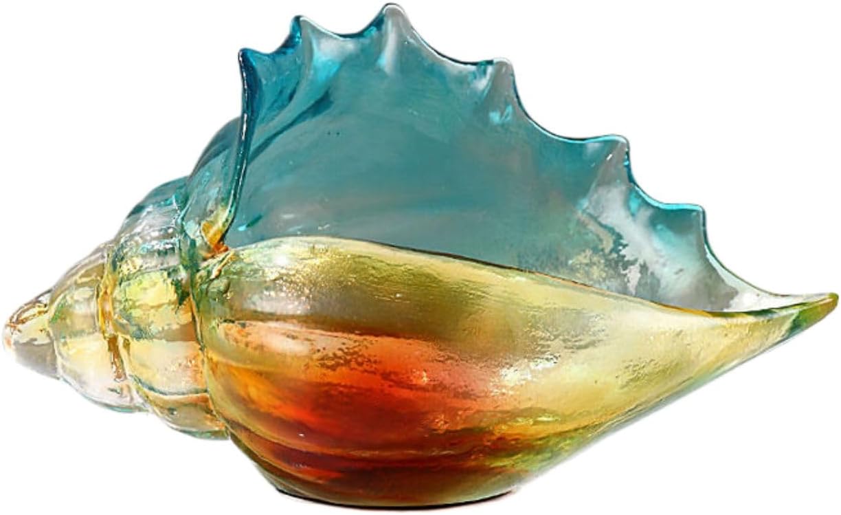 轻奢创意七彩琉璃海螺钥匙收纳摆件 Feng Shui Figurine Home Office Decor Chinese Gifts 客厅玄关酒柜现代简约装饰礼品 9054