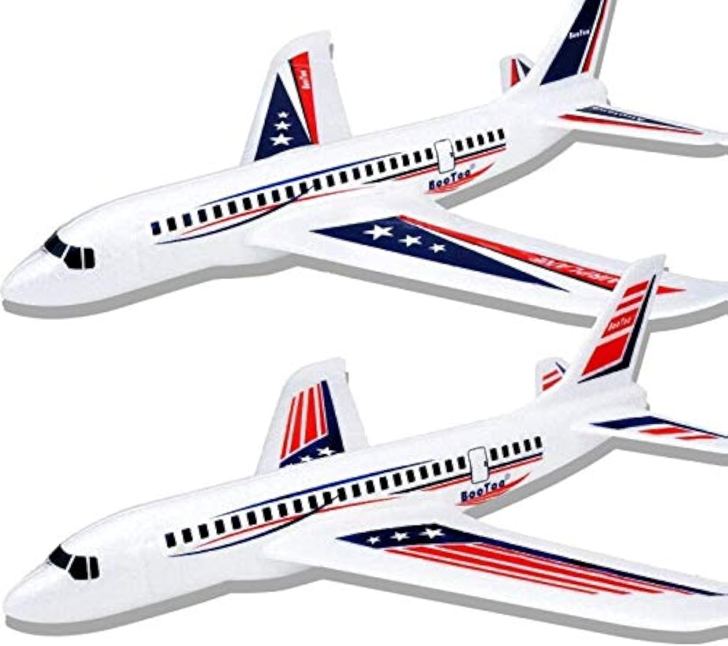 BooTaa Toy Airplanes, 2 Pack 20" Airplane Toys, Outdoor Kids Toys, Large Foam Plane Glider, Birthday Gifts for 3 4 5 6 7 8 9 10 Year Old Boys Girls, Outdoor Yard Games for Kids
